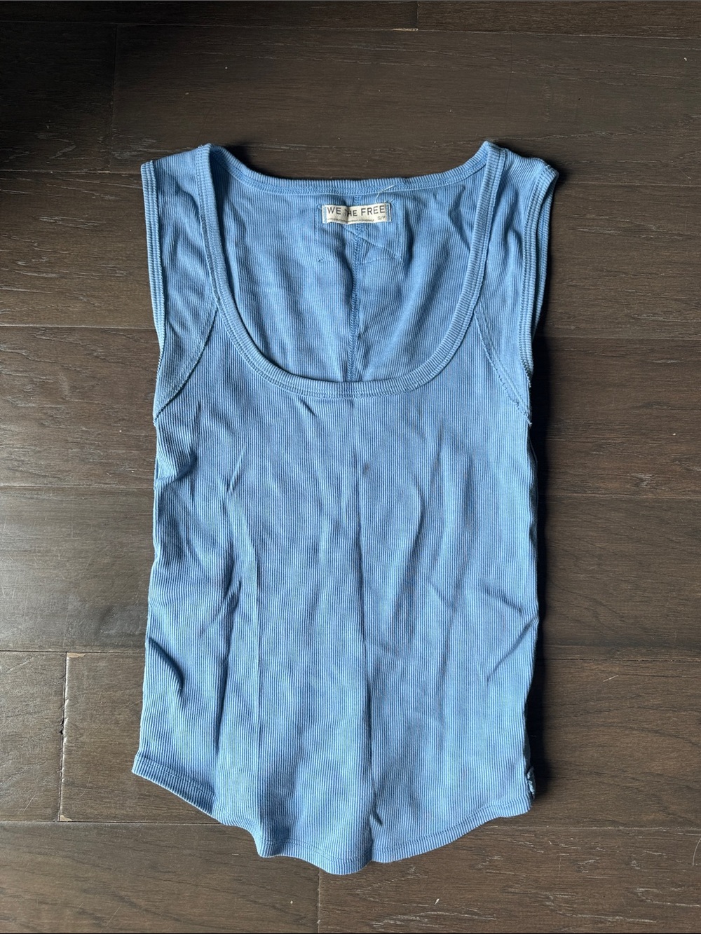 Free People Blue Ribbed Tank Top